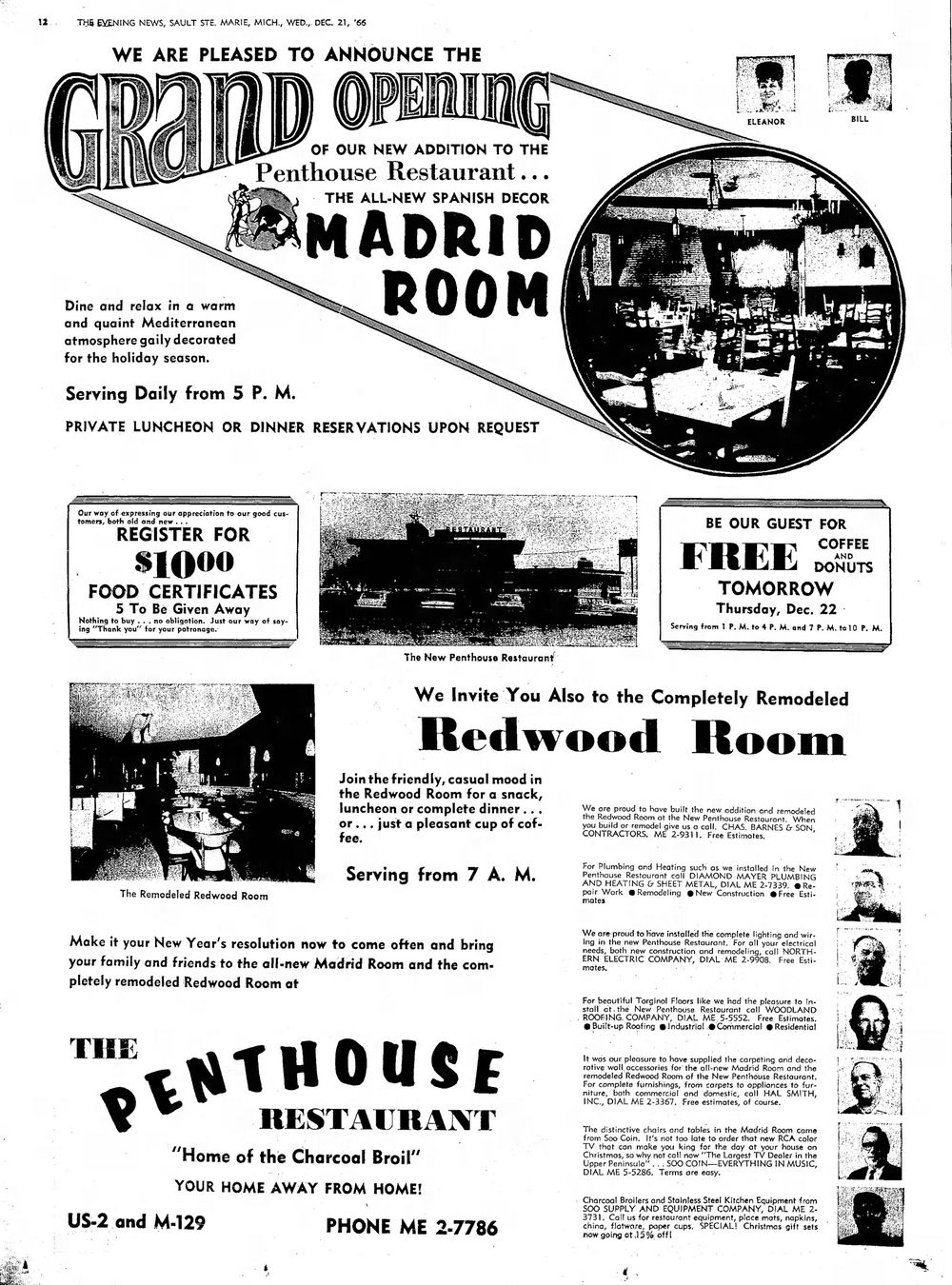 Skyline Motel (Penthouse Restaurant) - Dec 21 1966 Full Page Ad On Penthouse (newer photo)